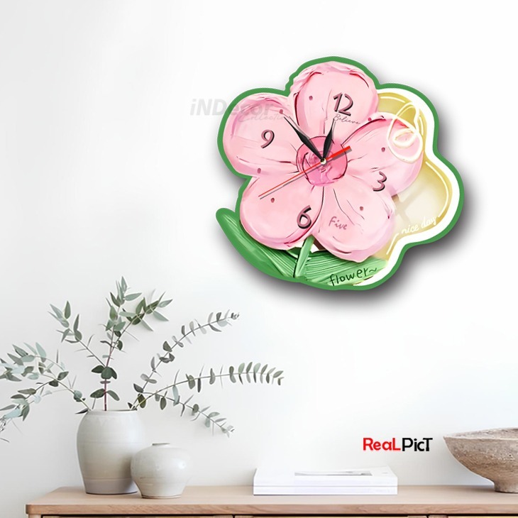 Jam dinding akrilik bunga, jam dinding bunga, jam dinding lampu, jam dinding akrilik