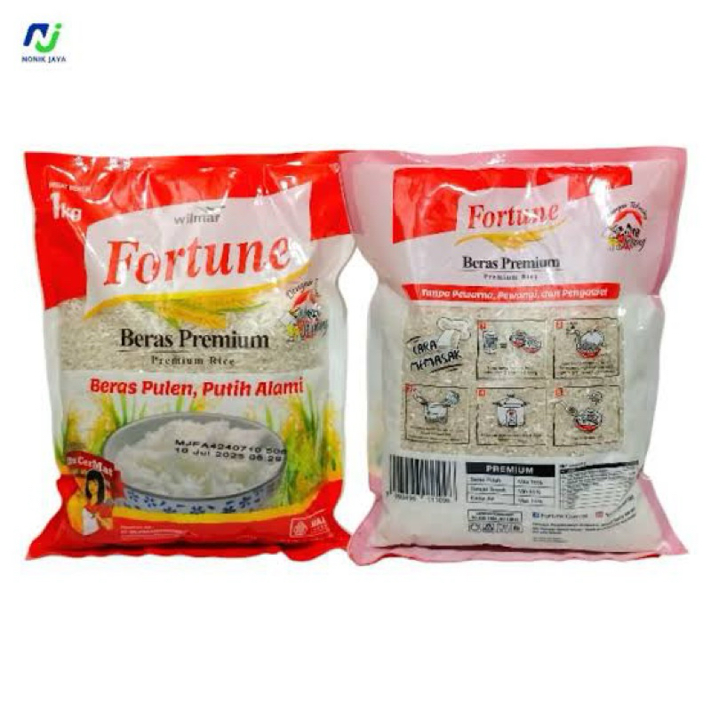 

Beras Fortune kemasan 1kg (Beras Premiun, pulen, bersih)