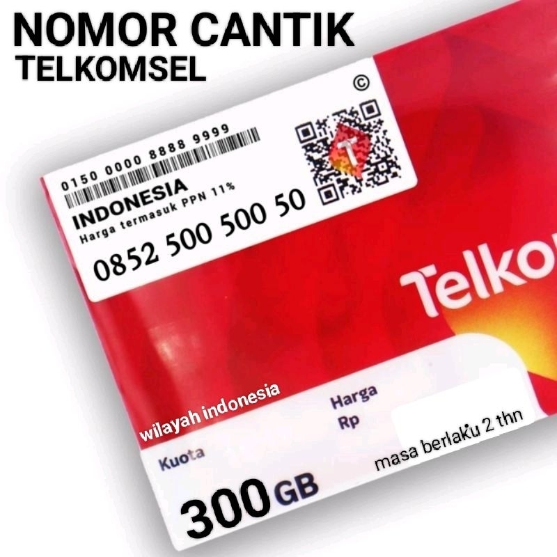 promo Nomor Cantik Telkomsel Bonus Kuota 300GB masa berlaku 2 thn