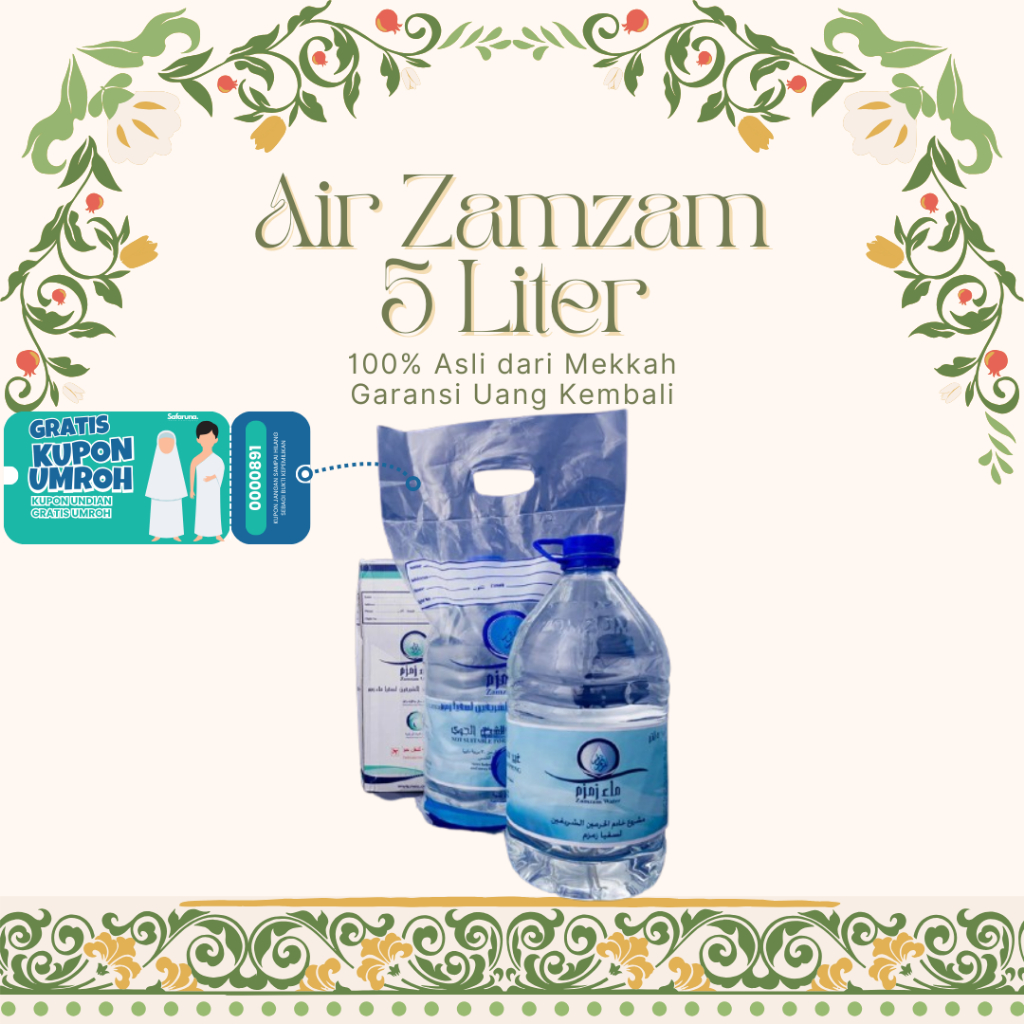 

GALON ZAM-ZAM 5 LITER UNTUK OLEH-OLEH - DENGAN BARCODE MEKAH ASLI