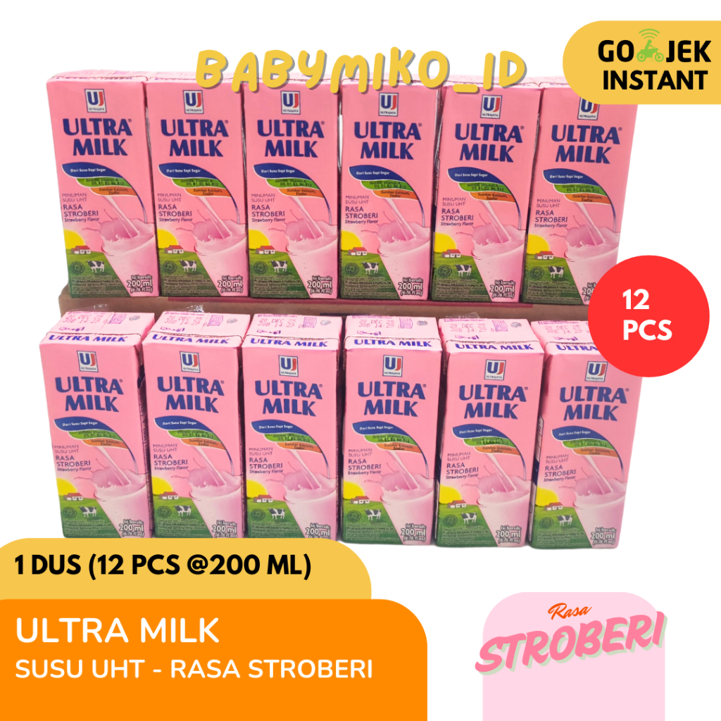 

[Harga Agen] Susu Ultra Milk Rasa Stroberi, Susu UHT Ultra Milk Strawberry 1 karton isi 12 pcs@200ml