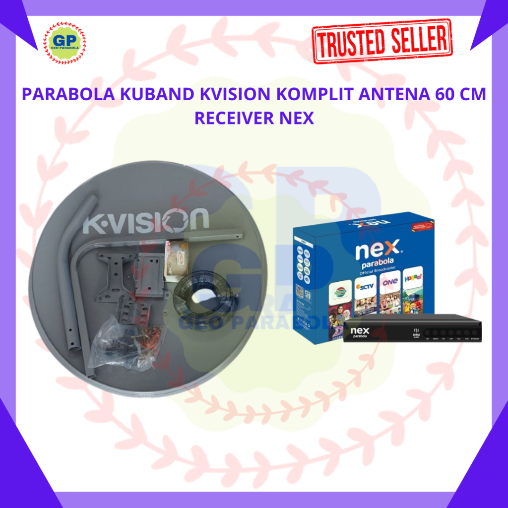 PARABOLA KUBAND KOMPLIT ANTENA 60 CM RECEIVER NEX PARABOLA