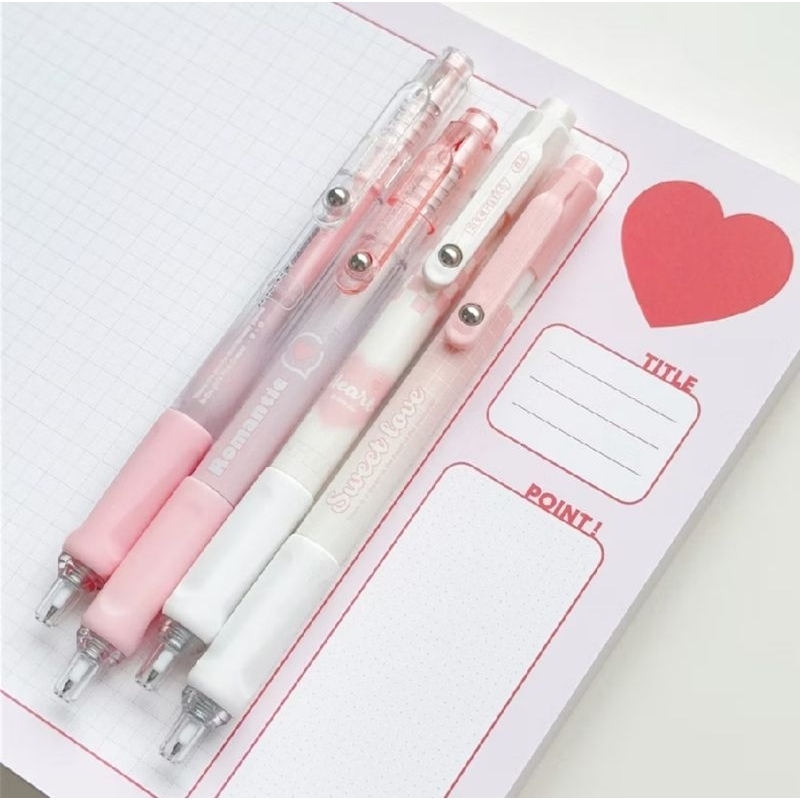

MURA 1 Set Isi 4pcs / Pulpen Gel Mekanik Aesthetic / Pulpen Pink Lucu / Pulpen Mekanik 0,5mm