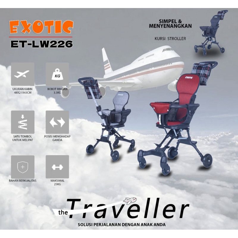 EXOTIC Magic Stroller LW 226 Traveller Kereta Duduk Bayi Cabin Size terlaris