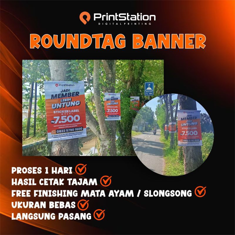 ROUNDTAG BANNER SPANDUK PROMOSI PRODUK DI JALAN | BENER CALEG, OPENING TOKO, PROMOSI PRODUK, MMT JAL