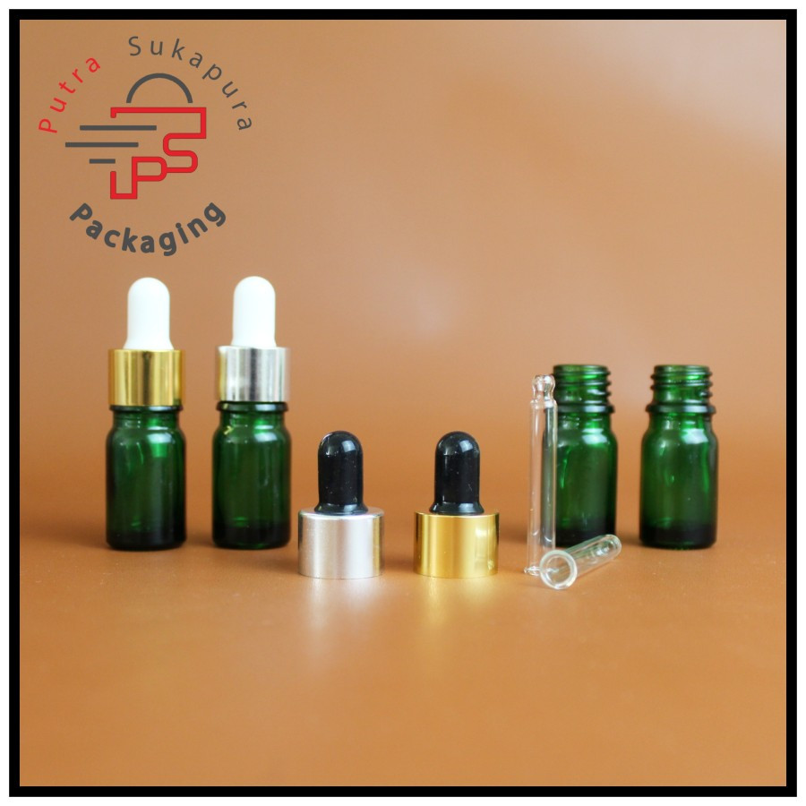 Botol kaca pipet 5ml hijau/botol serum 5ml/botol tetes 5ml hijau