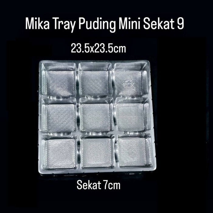 (10 Pcs)Mika Puding Mini Sekat 9 Alas Agar-Agar Ukuran 23x23 Cm Tray Mika Jelly Mochi Mini