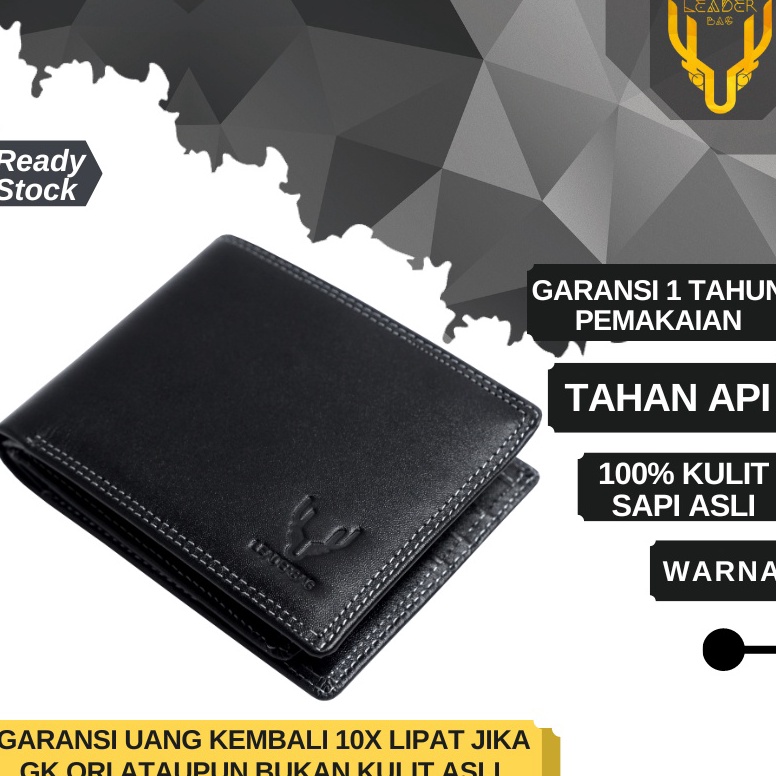 55 Tren Terbaru Dompet Pria Kulit Sapi Asli Warna Hitam Merk leaderbag Original Simpel Terbaru Dompe