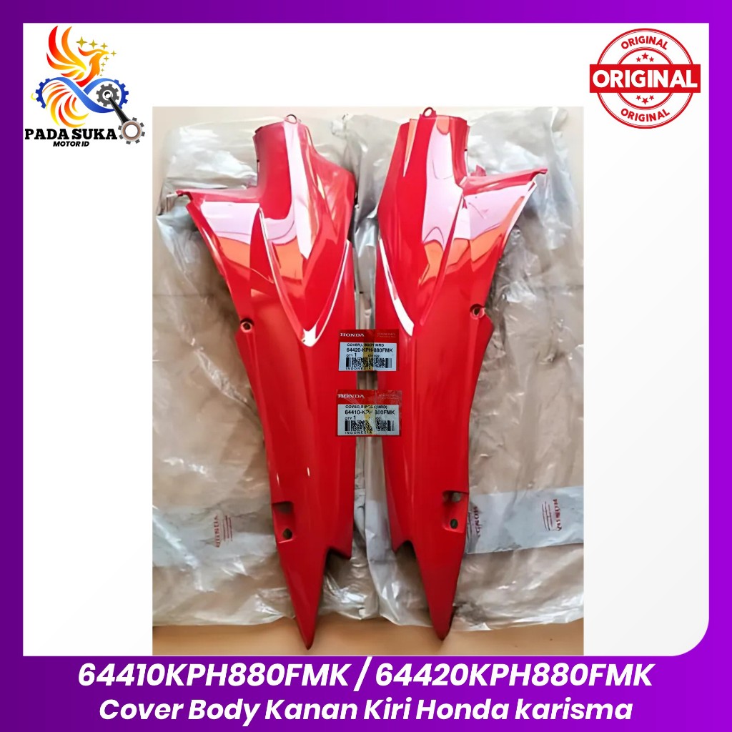 Cover body Samping Set Kanan Kiri Honda Karisma 125 Merah 64410KPH880FMK  / 64420KPH880FMK Original 