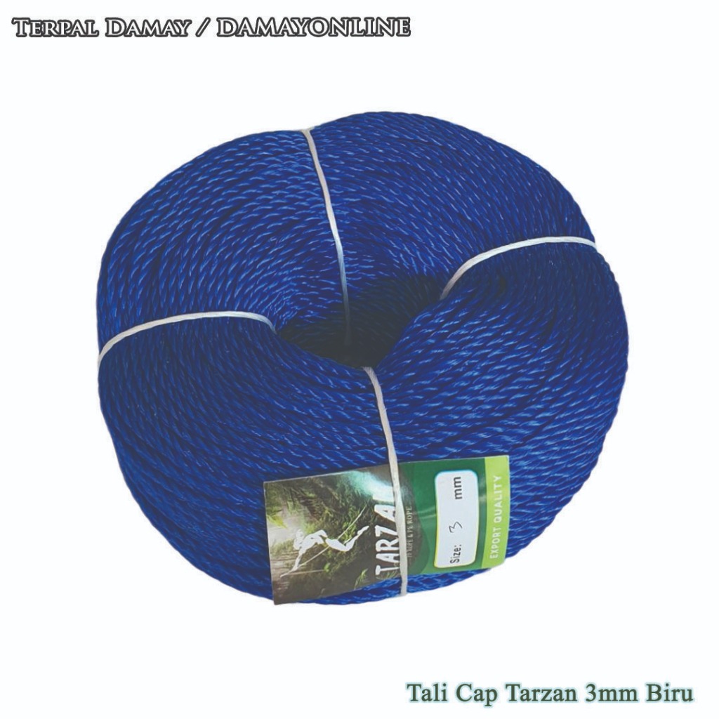 

Tali Tambang PE Cap Tarzan 3mm Biru / Rol ( Harga Per Rol )