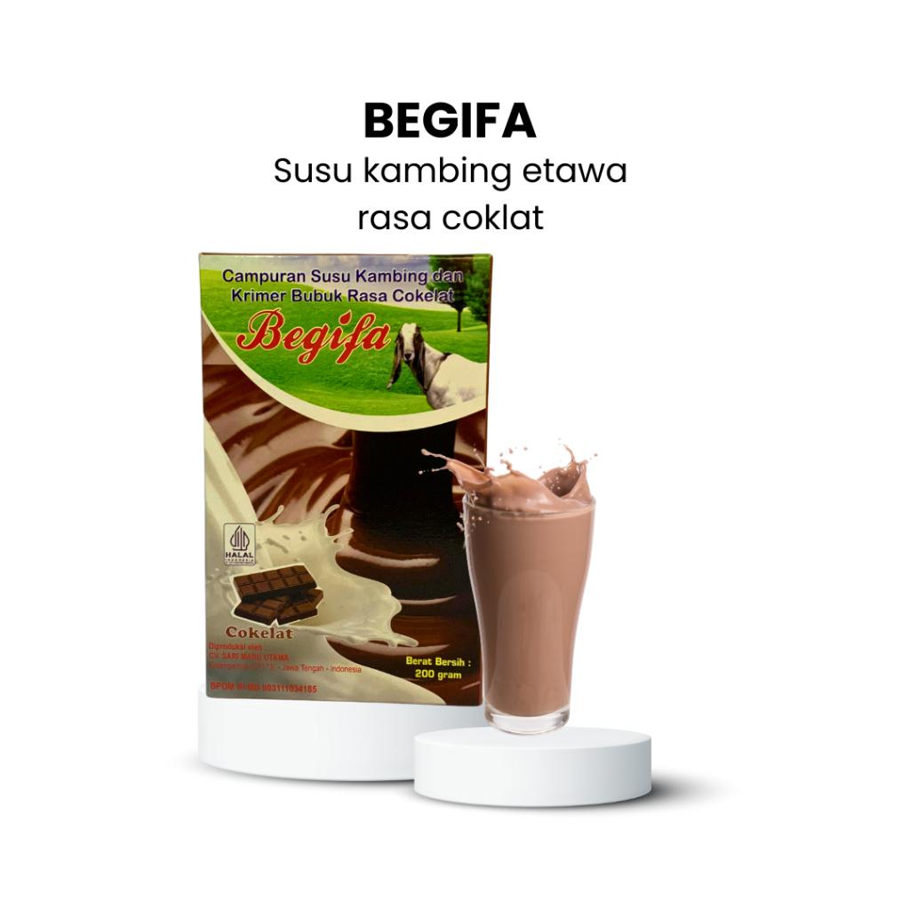 

Begifa Susu Kambing Etawa Murni + Krimer Bubuk Rasa Coklat 200 gram Dairy Milk