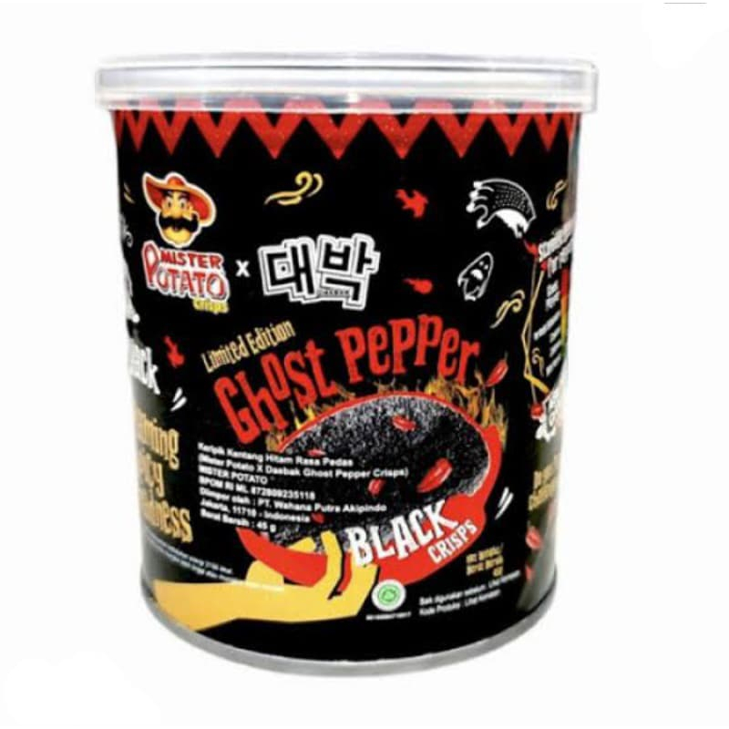 

Mister Potato Black Crisps Ghost Pepper 40gr/ Camilan