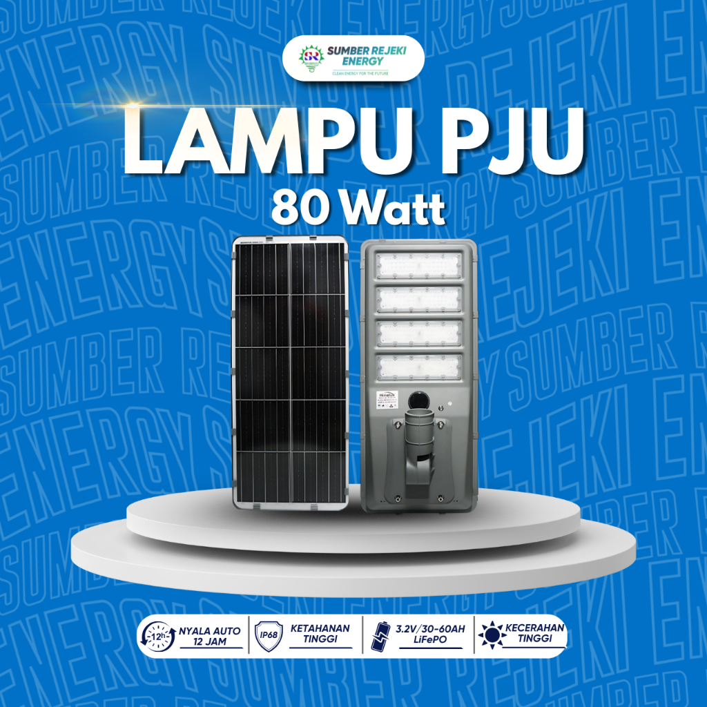 Lampu Jalan PJU Solar Cell Tenaga Surya Panel Besar 80 Watt / 4 Modul