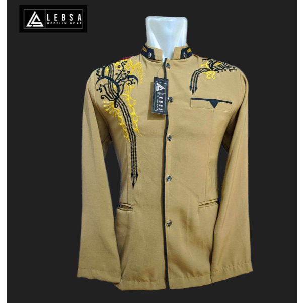 ((LEBSA MOESLIM WEAR)) JASKO/JAS KOKO/JASCO BUSANA MUSLIM PRIA DEWASA COKLAT MUDA/PEMDA/MOCA LIS HIT