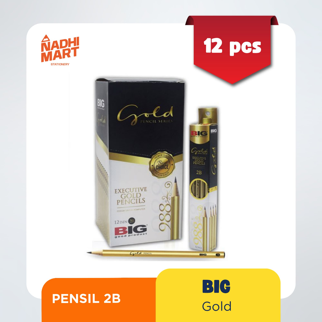 

12 PCS PENSIL 2B BIG GOLD 988