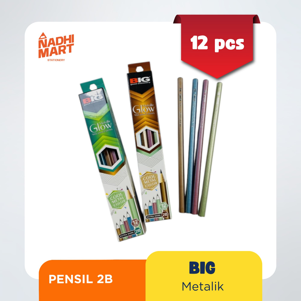 

12 PCS PENSIL 2B BIG METALIK GLOW 966