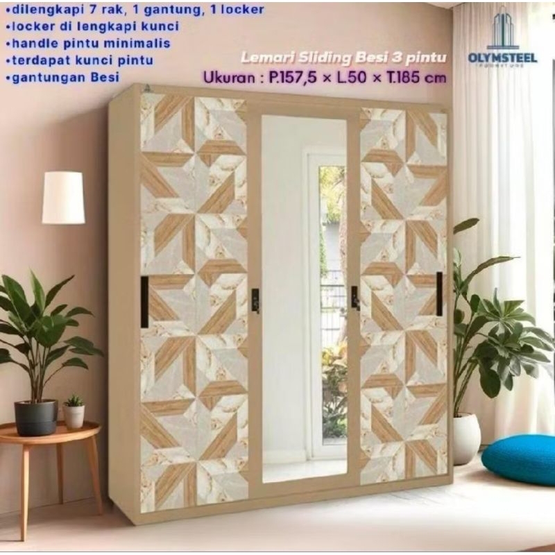 LEMARI BESI OLYMSTEEL JUMBO / LEMARI BESI SLIDING JUMBO / LEMARI BESI GESER JUMBO / LEMARI JUMBO ORI
