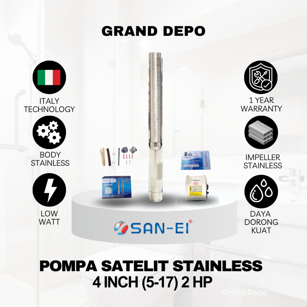 San Ei Pompa Air Satelit 4 inch (5-17) 2 HP Stainless / Pompa Submersible San Ei