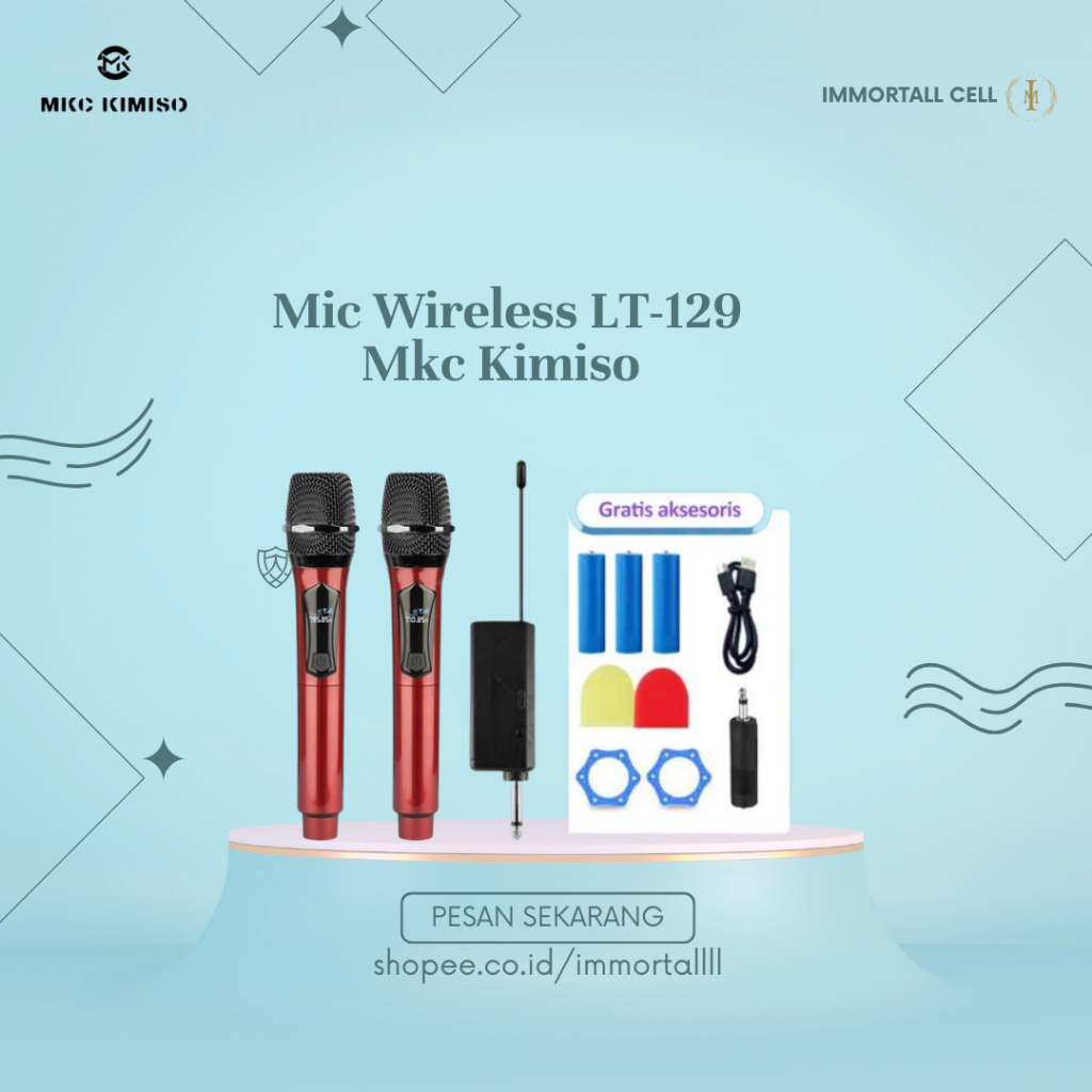 LT-129 WIRELESS MICROPHONES 1 RECEIVER 2MIC WIRELES / Receiver Mic Bluetooth, IMMORTALL CELL