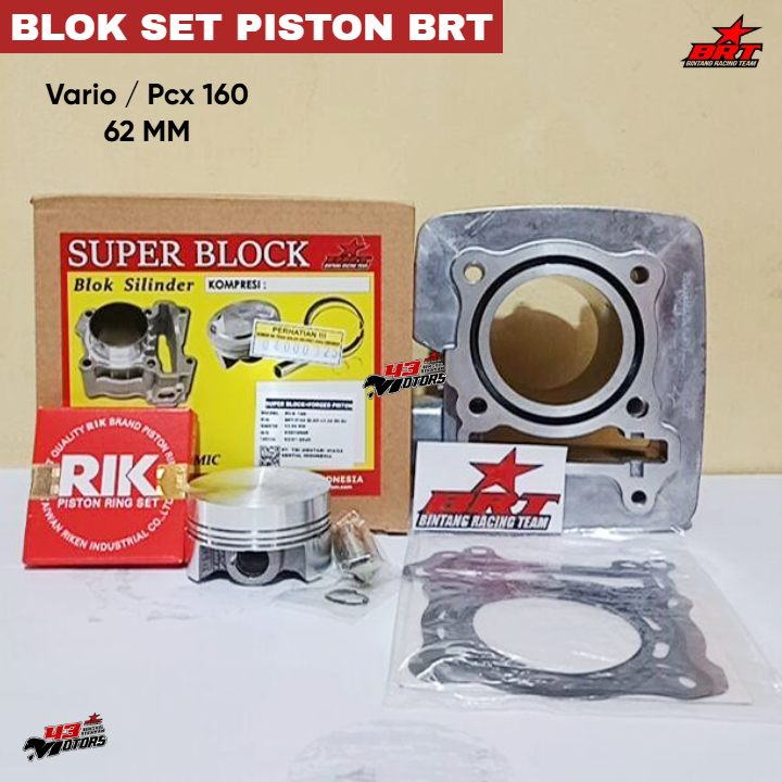 BLOK SET PISTON BRT VARIO / PCX 160 62MM DOUBLE COOLER