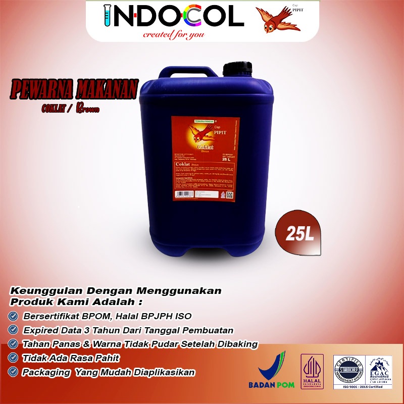 

PEWARNA CAIR MAKANAN COKLAT CAP PIPIT (25 LITER)