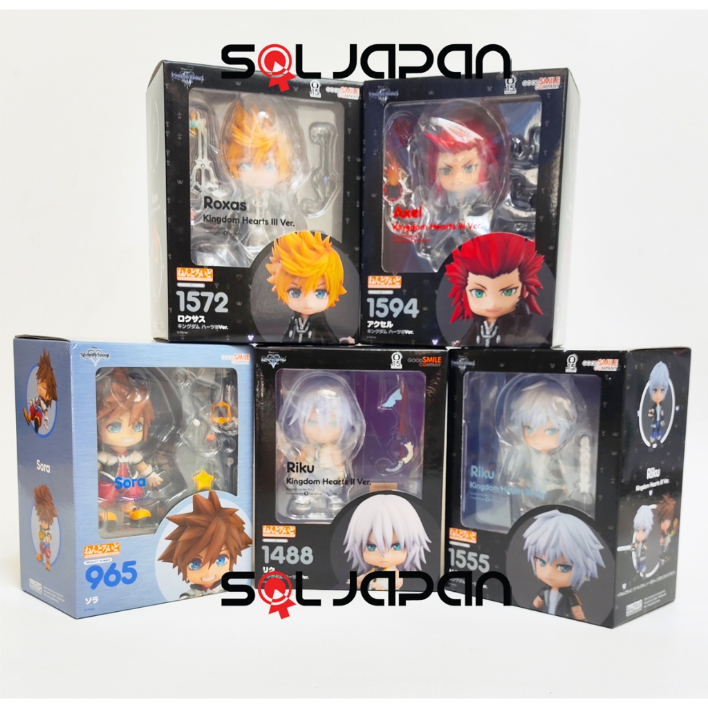 Kingdom Hearts I II III Nendoroid 965 1488 1555 1572 1594 Sora Riku Roxas Axel Set of 5
