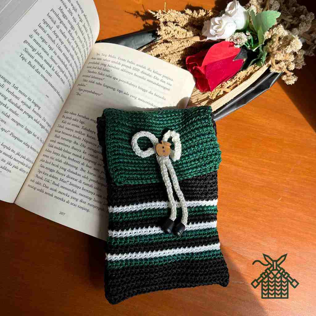 Tas rajut hp murah // tas hp rajutan cantik // oleh-oleh rajutan bandung // slingphone rajut pita