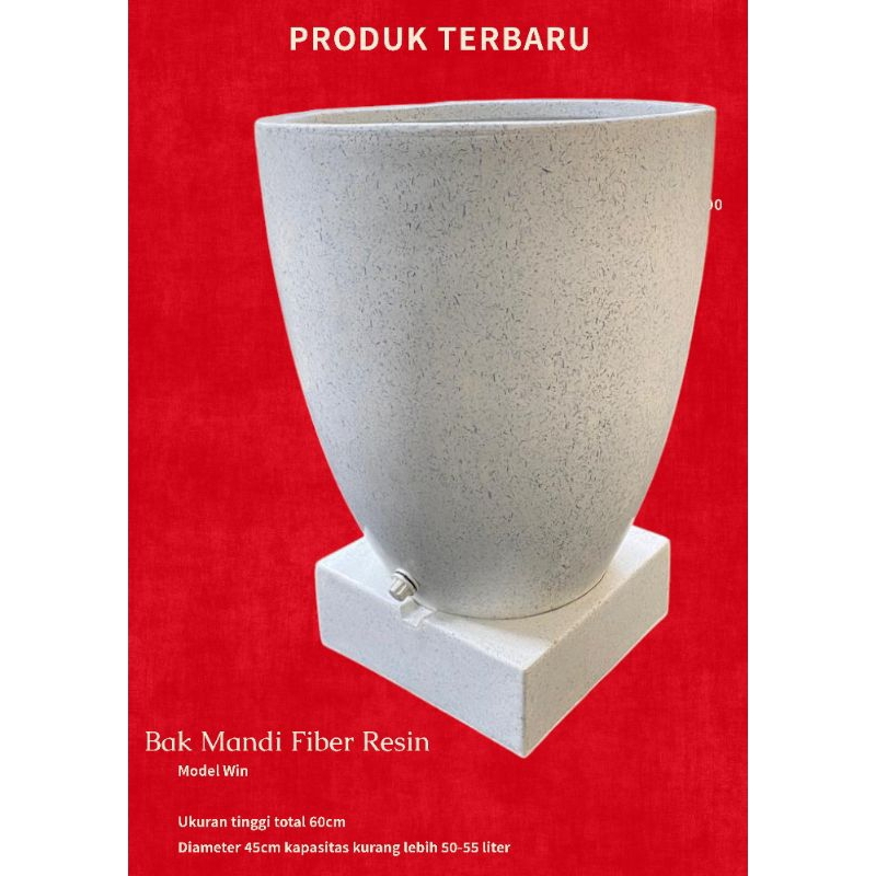 Bak Mandi Minimalis Fiber - Desain Simpel Elegan, Cocok untuk Kamar Mandi Kecil ( 60x45cm)