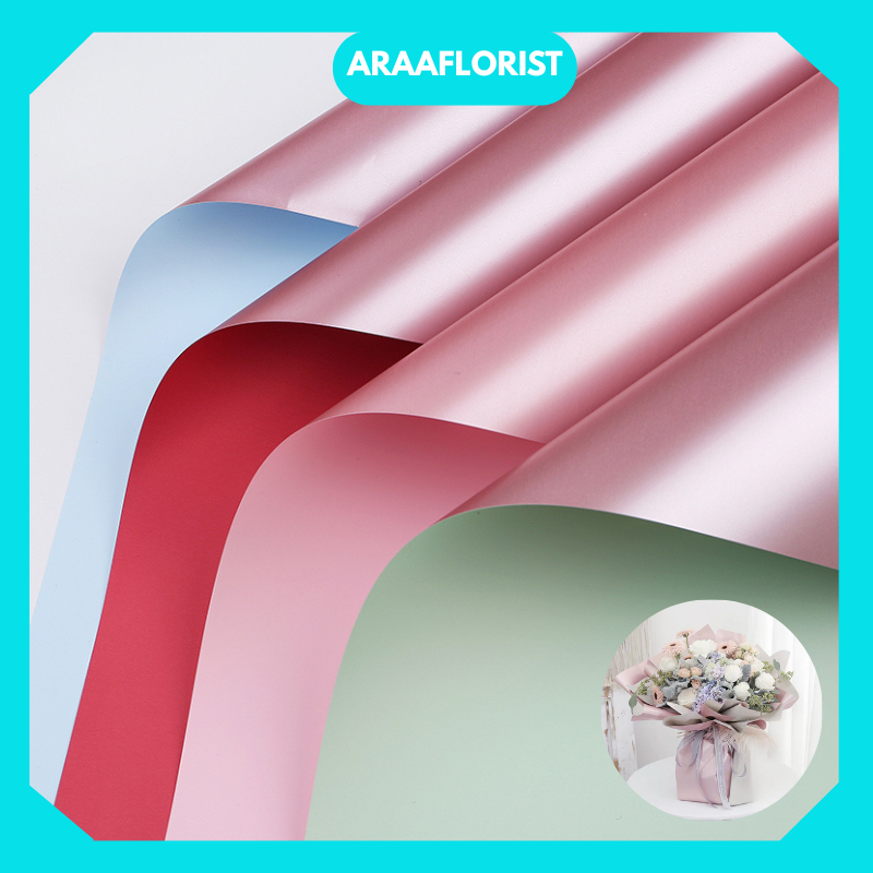 

KB024 20 LEMBAR Flower Wrapping Paper Cellophane Bi Color ROSEGOLD Florist Kertas Buket Bunga Cantik