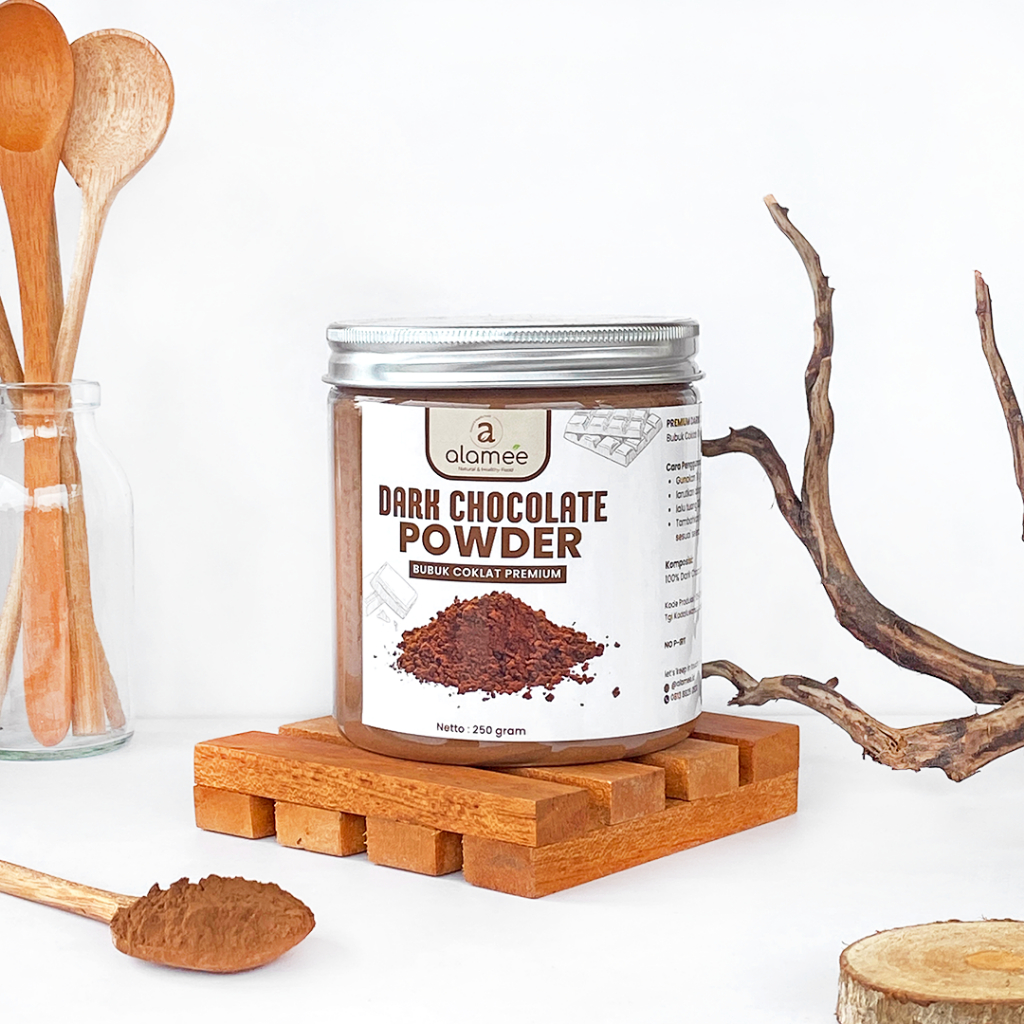 

ALAMEE Bubuk Coklat Dark Chocolate Powder Minuman Serbuk Kakao Cocoa Gluten Free Tanpa Gula 250gr
