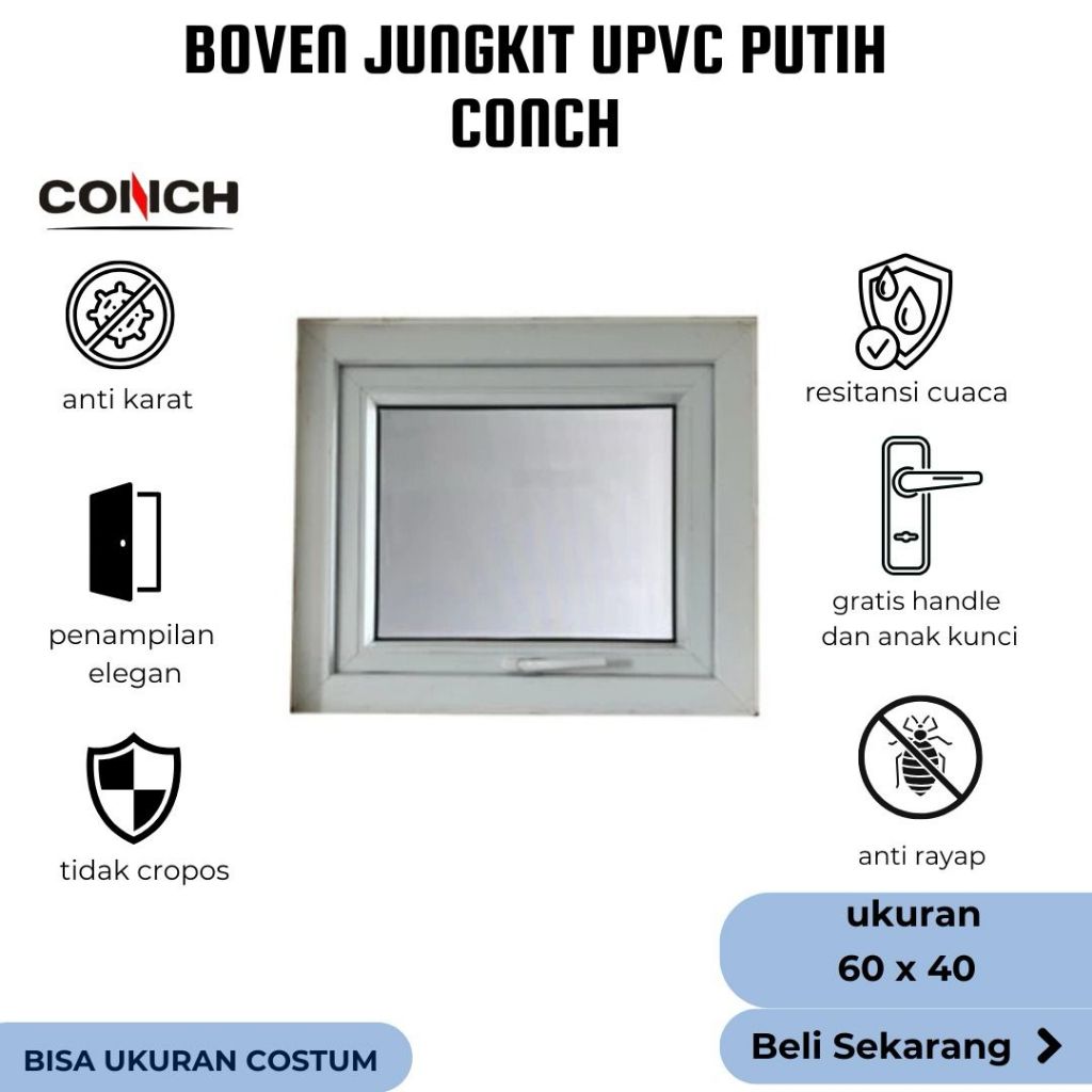 Boven Jungkit UPVC Putih Conch 60 x 40