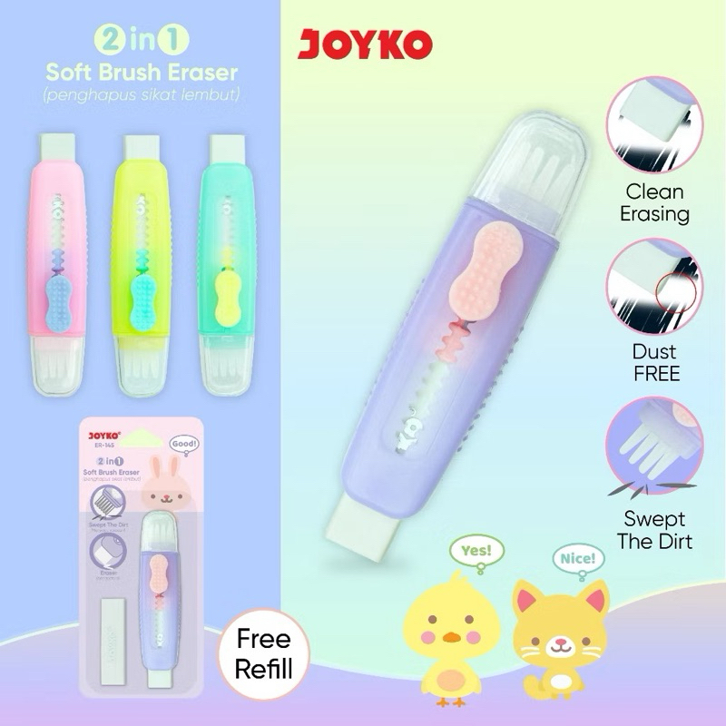 

Penghapus Pensil Joyko ER-145 Eraser 2 in 1 Soft Brush Eraser