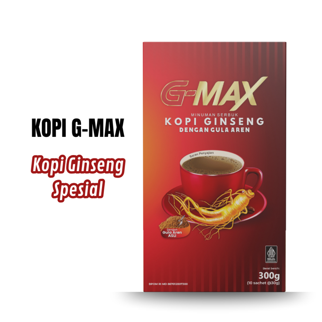 

KOPI G MAX ORIGINAL MINUMAN EXTRA GINGSENG BPOM & HALAL - 1 BOX 10 SACHET