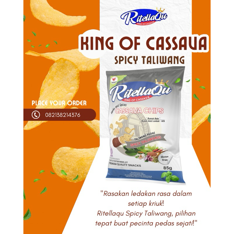 

Ritellaqu keripik singkong bumbu rempah khas nusantara varian Spicy taliwang/renyah/camilan enak/camilan