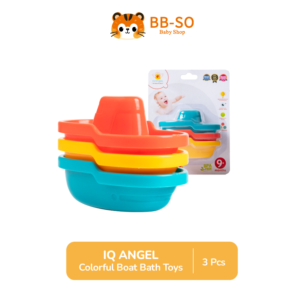 IQ Angel - Colorful Boat Bath Toys 3 Pcs / Perahu Plastik Mainan Mandi Anak Bayi / Mainan Air Baby