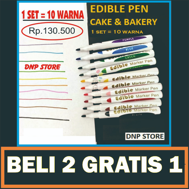 

1 sets ( 10 warna ), Edible PEN untuk Makanan Food Cake & Bakery, 10 warna