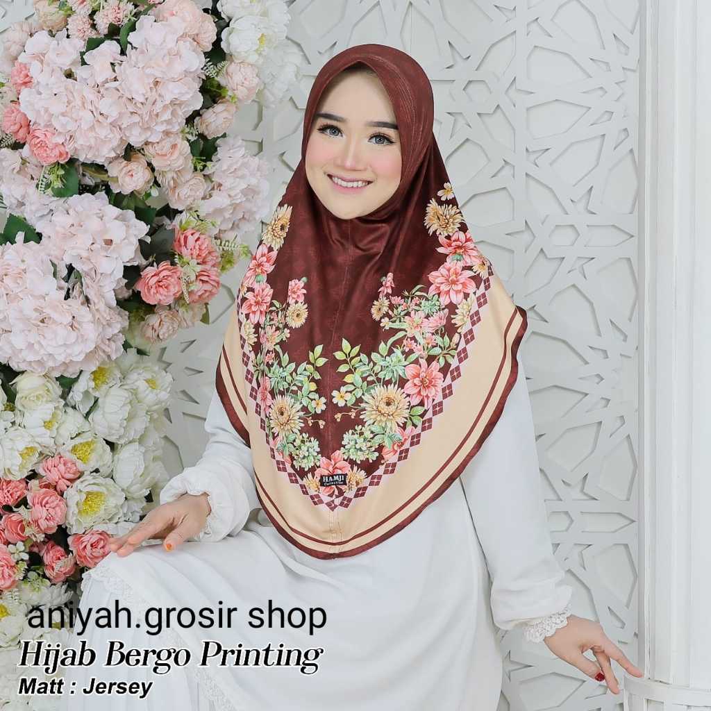hijab jersi pet bergo krudung printing dewasa motif bunga aniyah.grosir shop