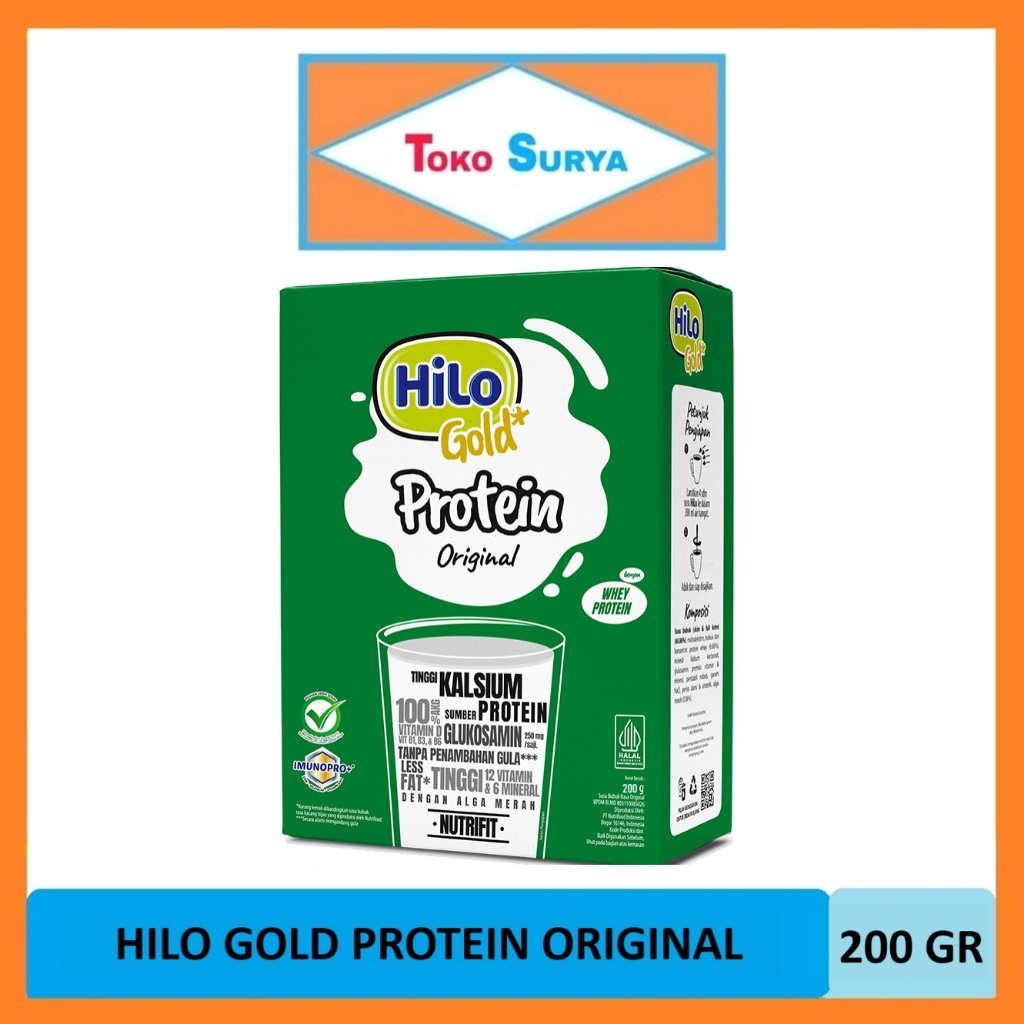 

Hilo Gold Protein Original / Plain Susu Bubuk Tinggi Kalsium & Rendah Lemak 200 Gr