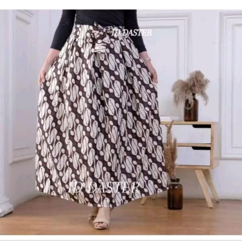 Rok Batik Panjang Payung Klok Premium Klasik Hitam Putih Sogan Bawahan Wanita