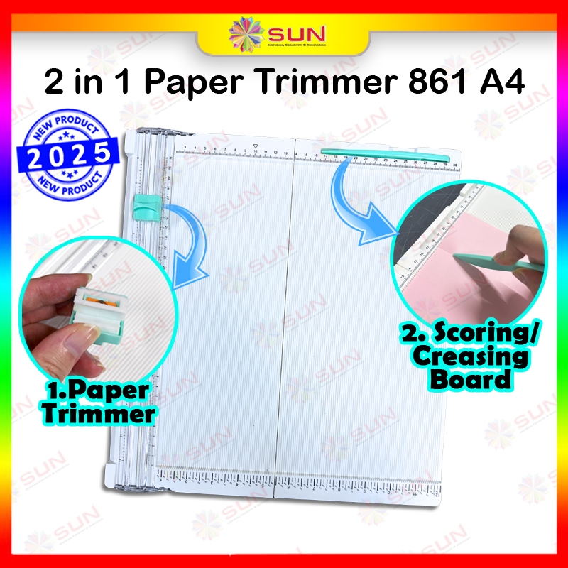 

Paper Trimmer dan Scoring Board 2in1 Foldable 861 A4 - Pemotong & Pelipat Kertas, Creaser, Creasing Tool