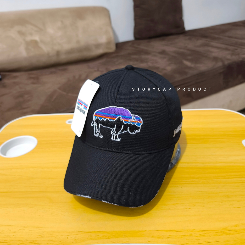TOPI BASEBALL DISTRO LOGO PATAGONIA - TOPI BASEBALL PRIA WANITA HITAM LOGO PATAGONIA Bison