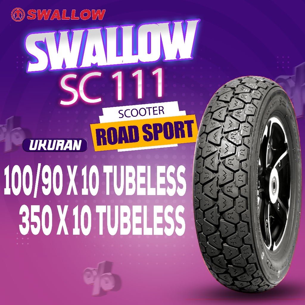 BAN LUAR SWALLOW VESPA SC 111 RING 10 TUBELESS GORILLA MONKEY VESPA PIAGGIO ZIP TUBELESS