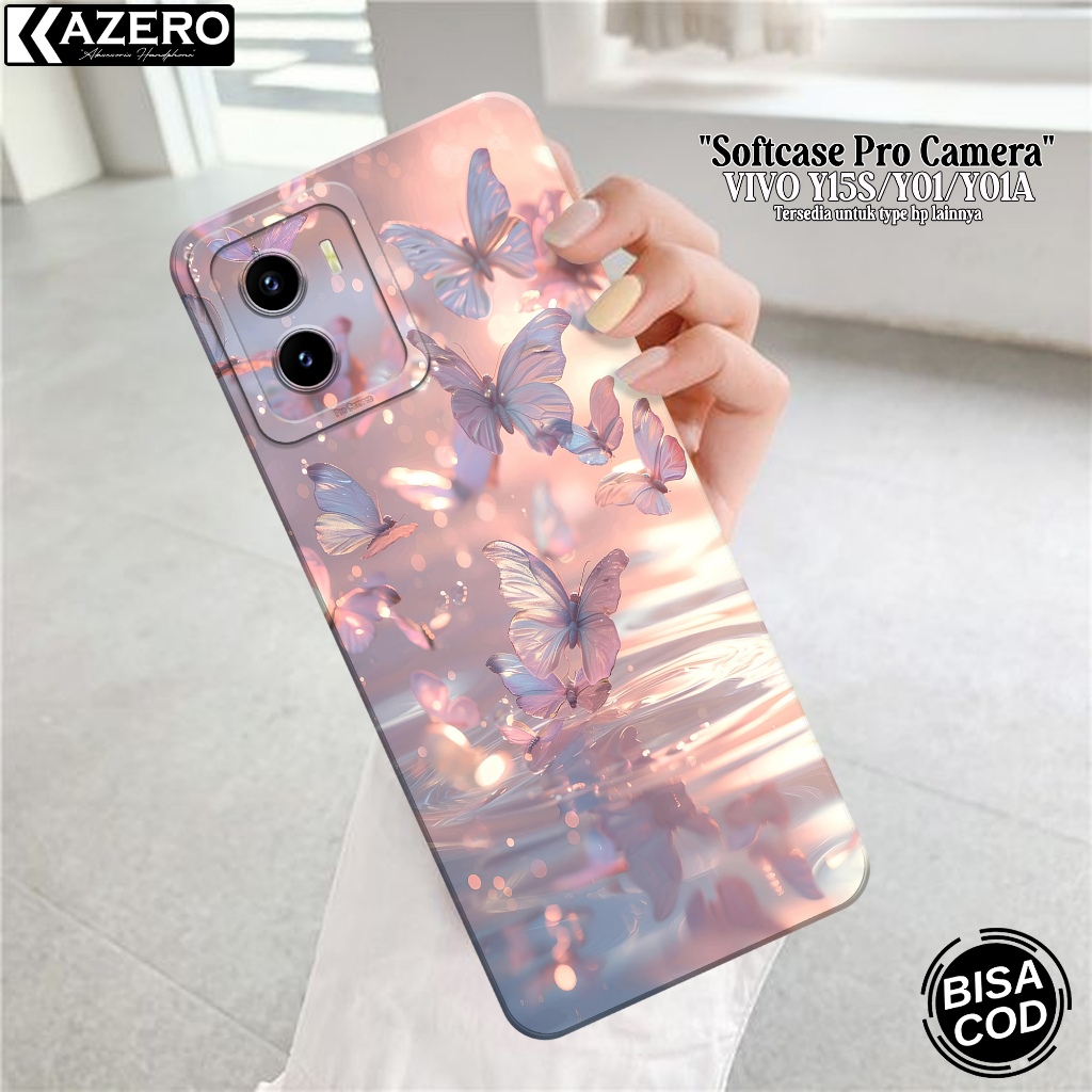 Case Hp Vivo Y15S/Y01 Terbaru - Case Kupu Kupu - Soft Macaron Pro Camera - Softcase Vivo Y15S/Y01 Te
