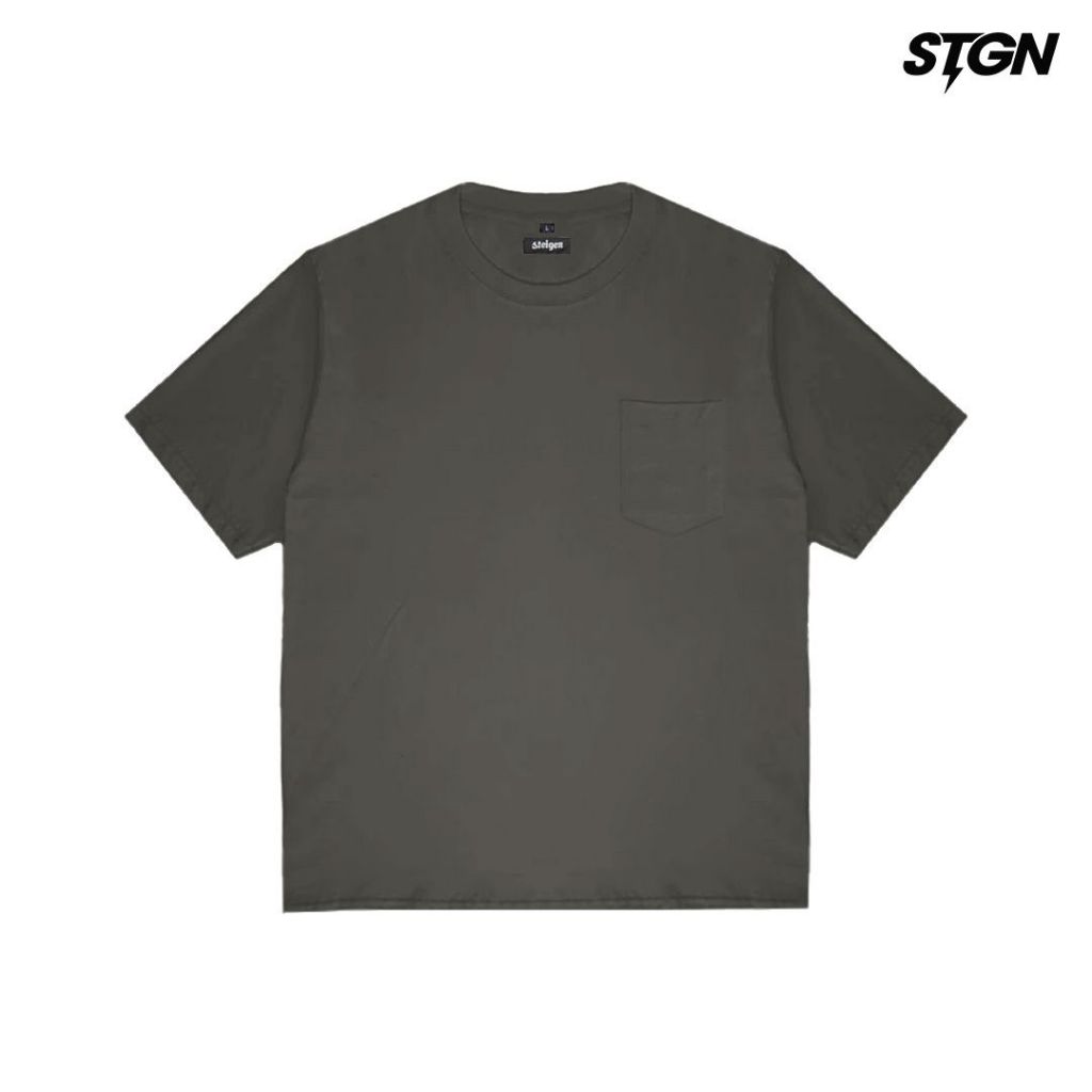 Steigen Kaos Polos Pocket Basic Oversize Dark Gray Cotton Combed 24s