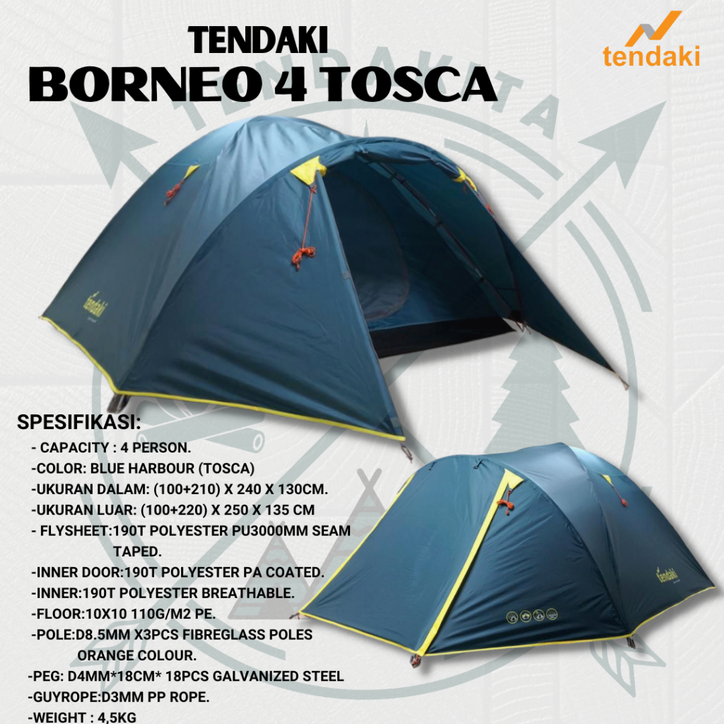 TENDA CAMPING | MOLUCCAS 4 PRO | GREAT OUTDOOR JAVA 4 | TENDAKI BORNEO 4 | TENDAKI BORNEO 4 DOUBLE L