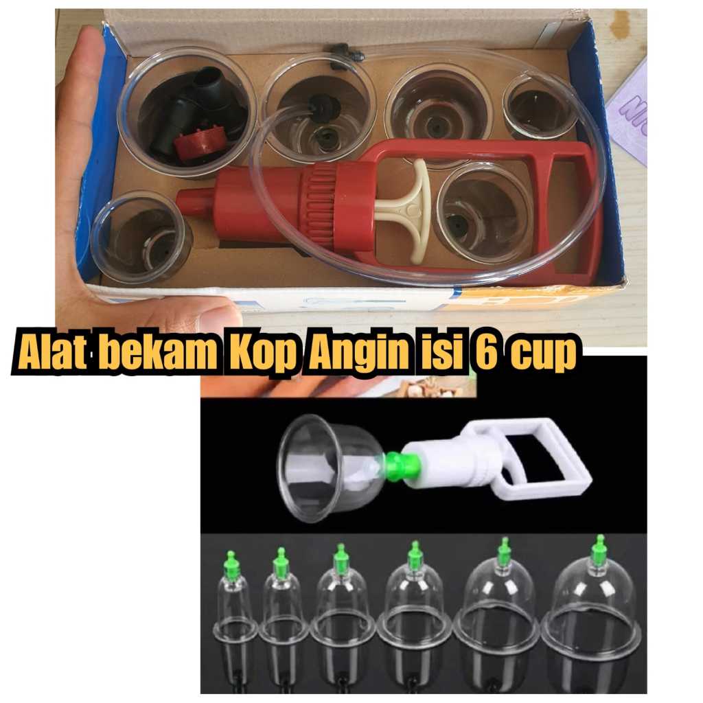 satu set alat bekam kop angin alat bekam isi 6 cup bekam kesehatan penyedot kotoran darah kotor