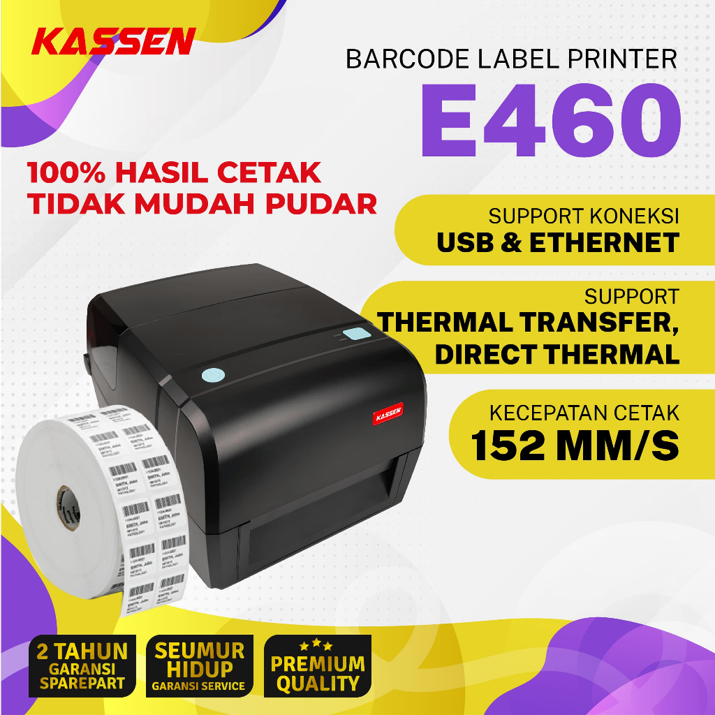 PRINTER BARCODE KASSEN E-460 - E460 - RESI - BARCODE - USB - KASSEN