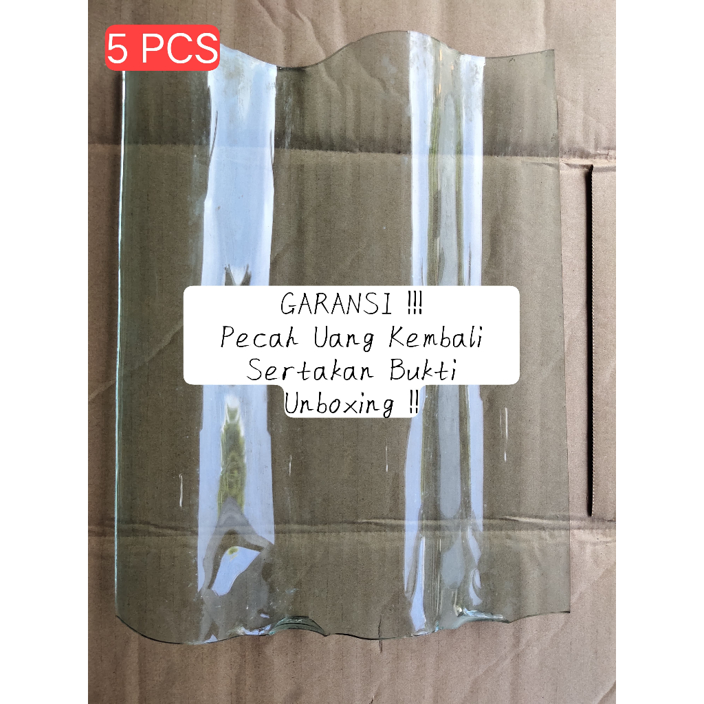 (5PC)Genteng Kaca Gelombang layur/Genteng kaca ngelayur/Atap genteng kaca/Genteng gelombang nglayur