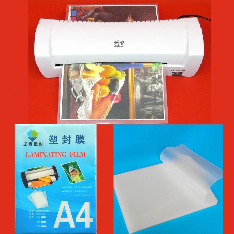 

100 pcs/pack film laminasi Calling Card Laminating EVA ukuran A4/3Inch PET EVA, cocok untuk laminator Laminating