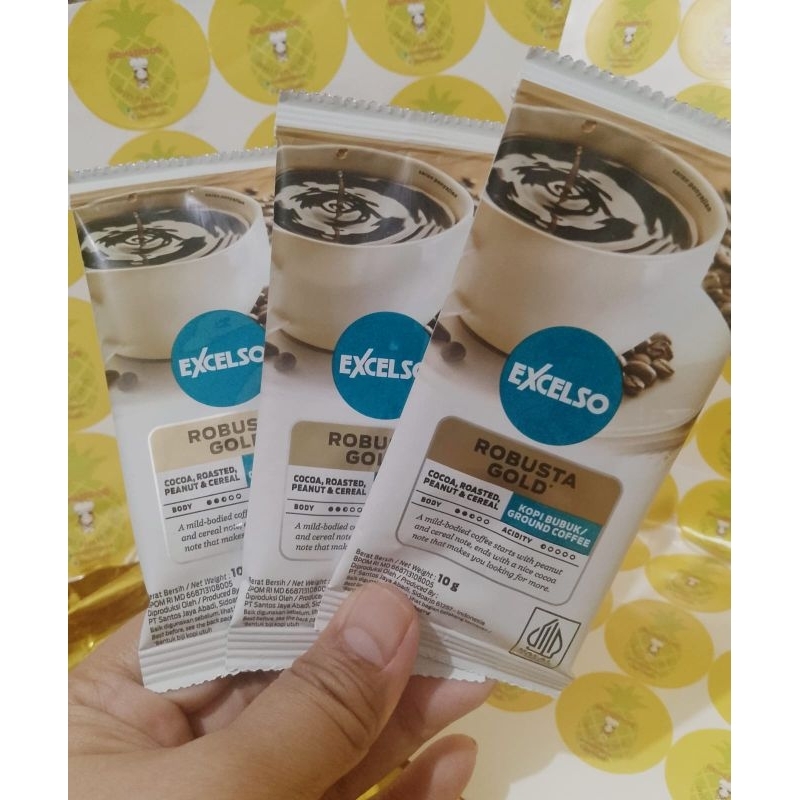 

Excelso Robusta Gold Coffee, isi 3 sachet.
